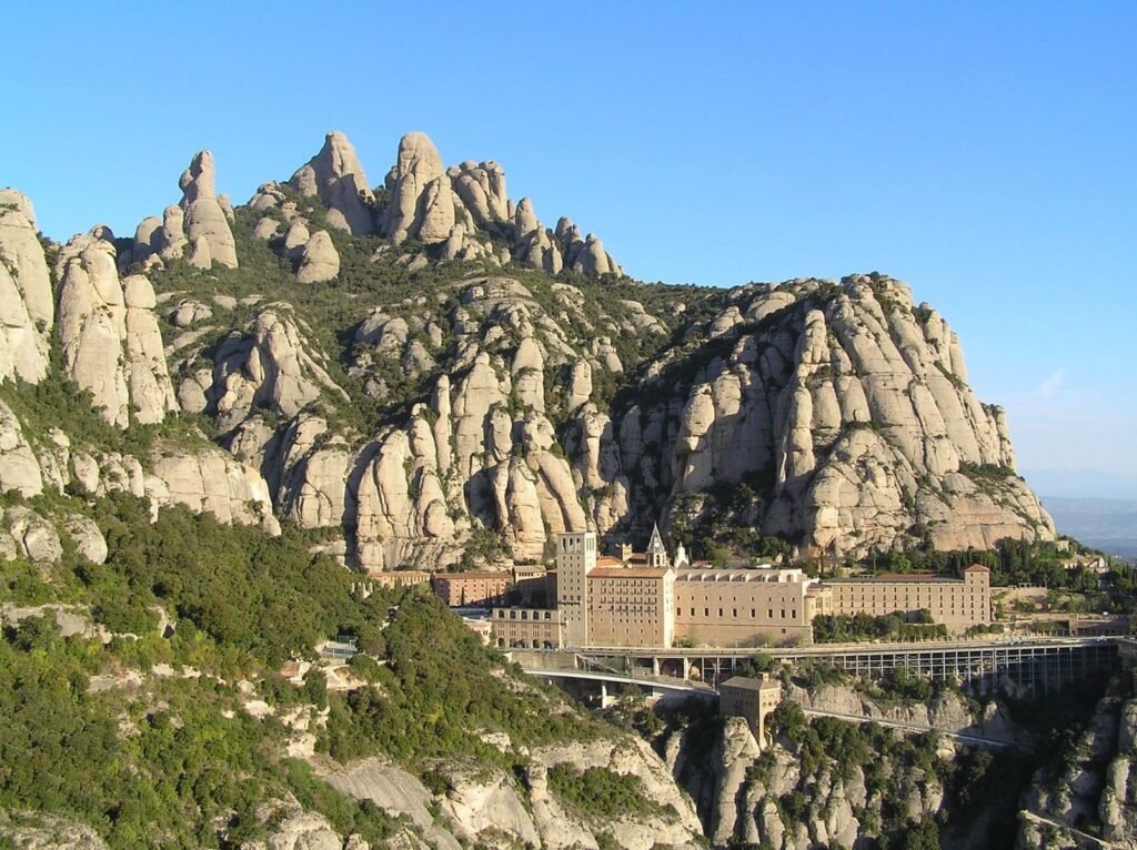 Montserrat and its monastery viewed from the mountain