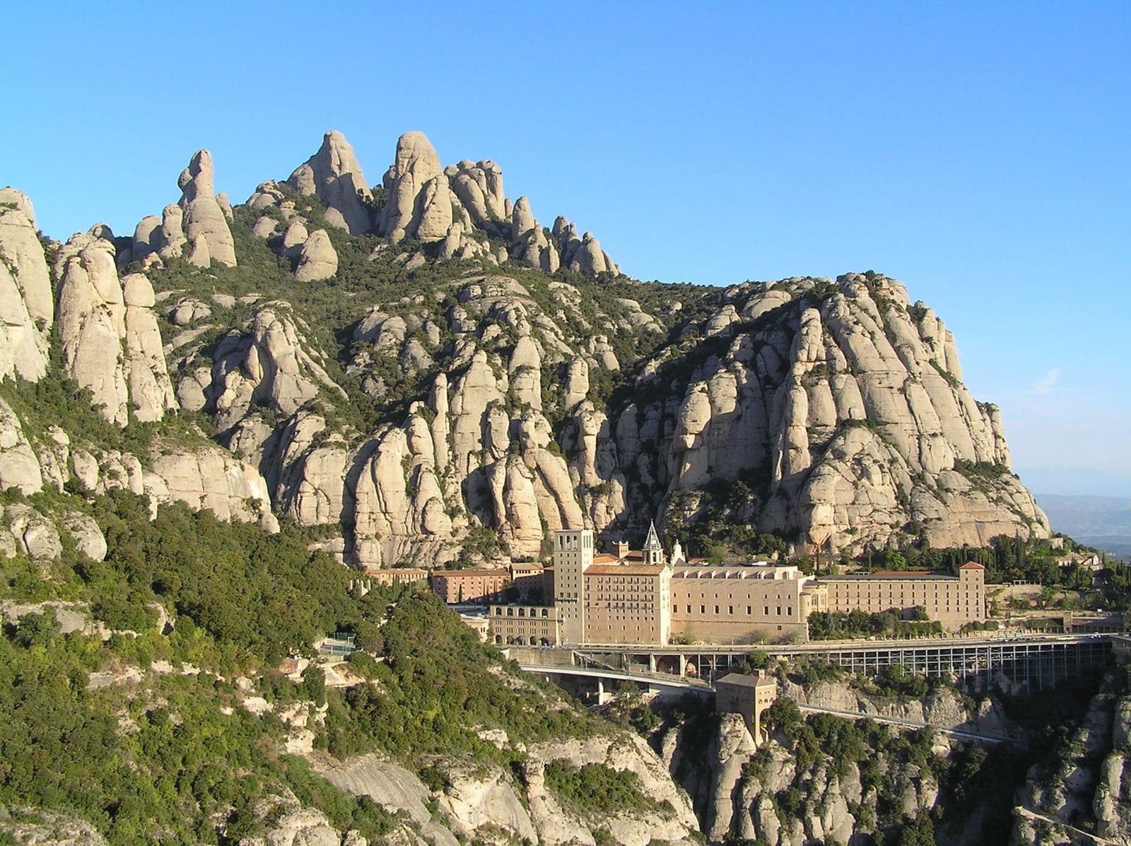 Montserrat and its monastery viewed from the mountain